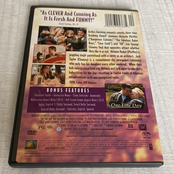 🎬PRICING🎬 One Fine Day DVD with Michelle Pfeiffer & George Clooney - Picture 5 of 7